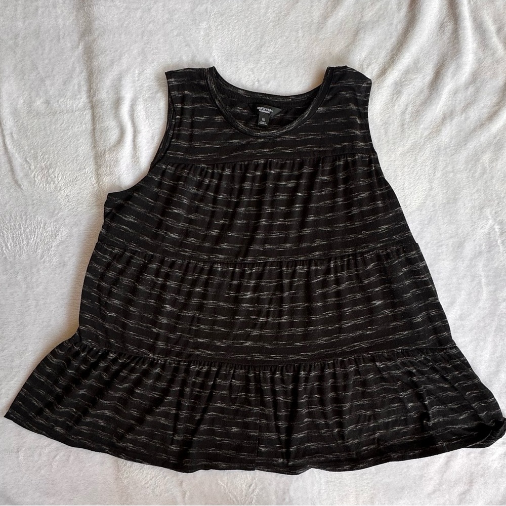 Simply Vera Vera Wang Black Striped Tiered Tank Top